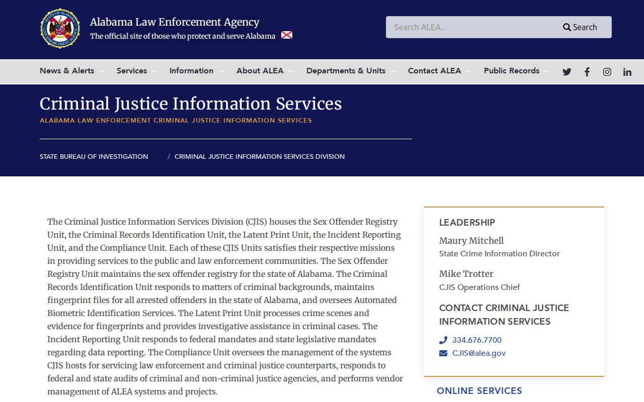Elmore County criminal history ALEA repository services