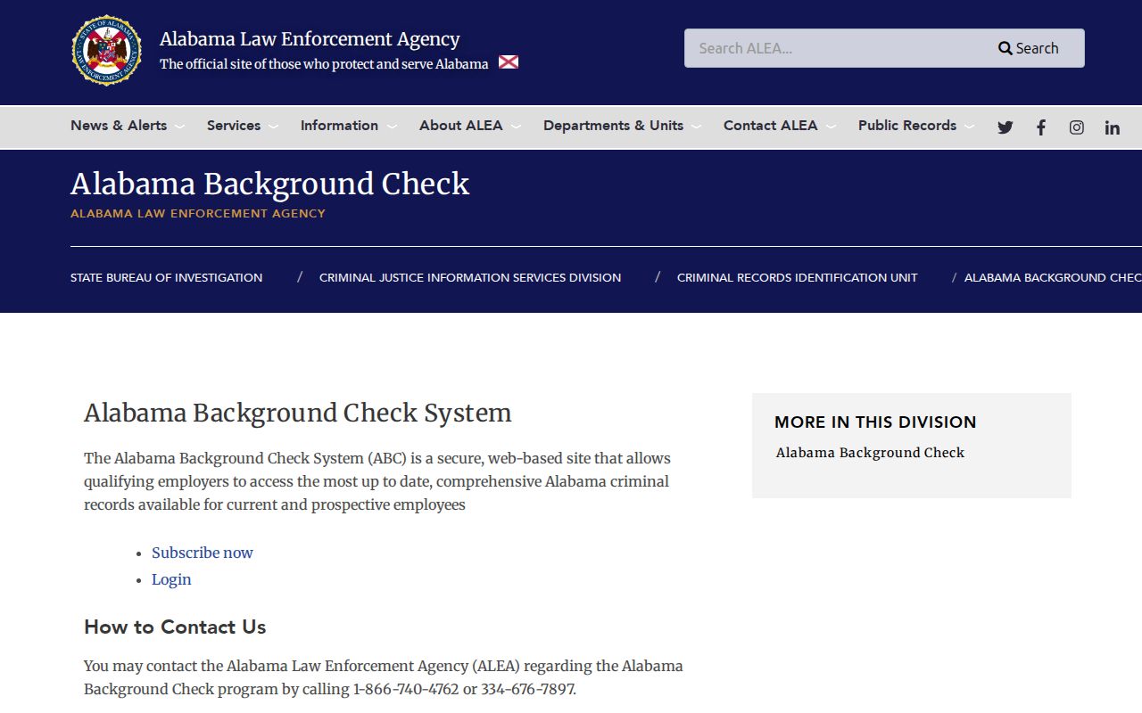 Elmore County criminal history ALEA background check instructions