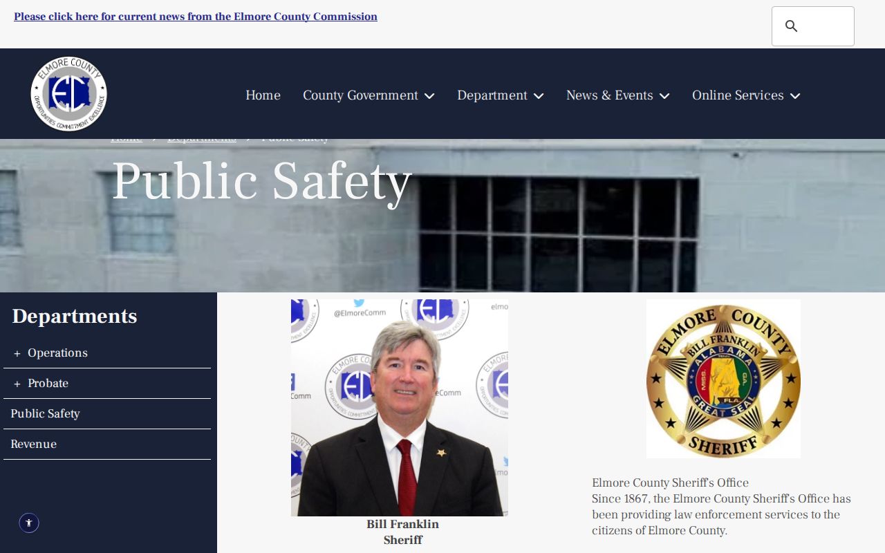 Elmore County criminal history public safety and sheriff services