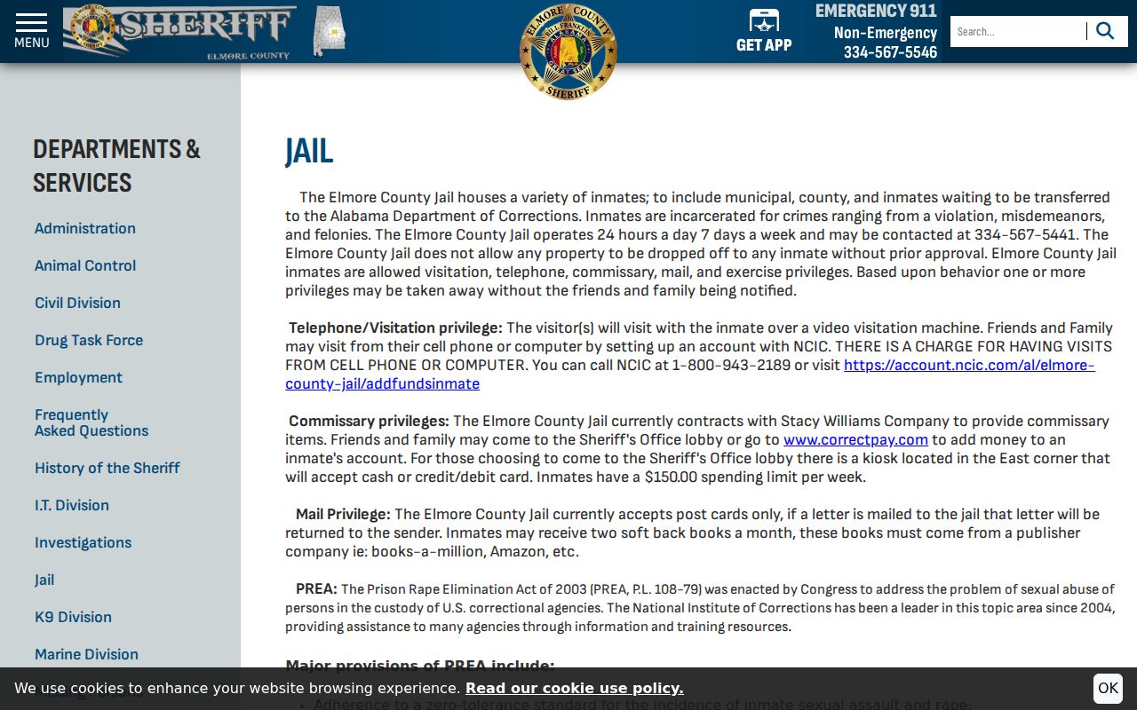 Elmore County arrest history jail rules and contact information