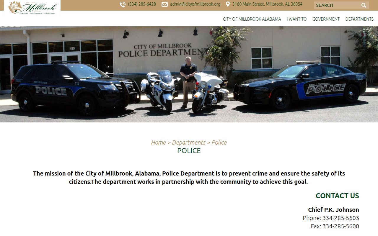 Millbrook police department criminal history records contact