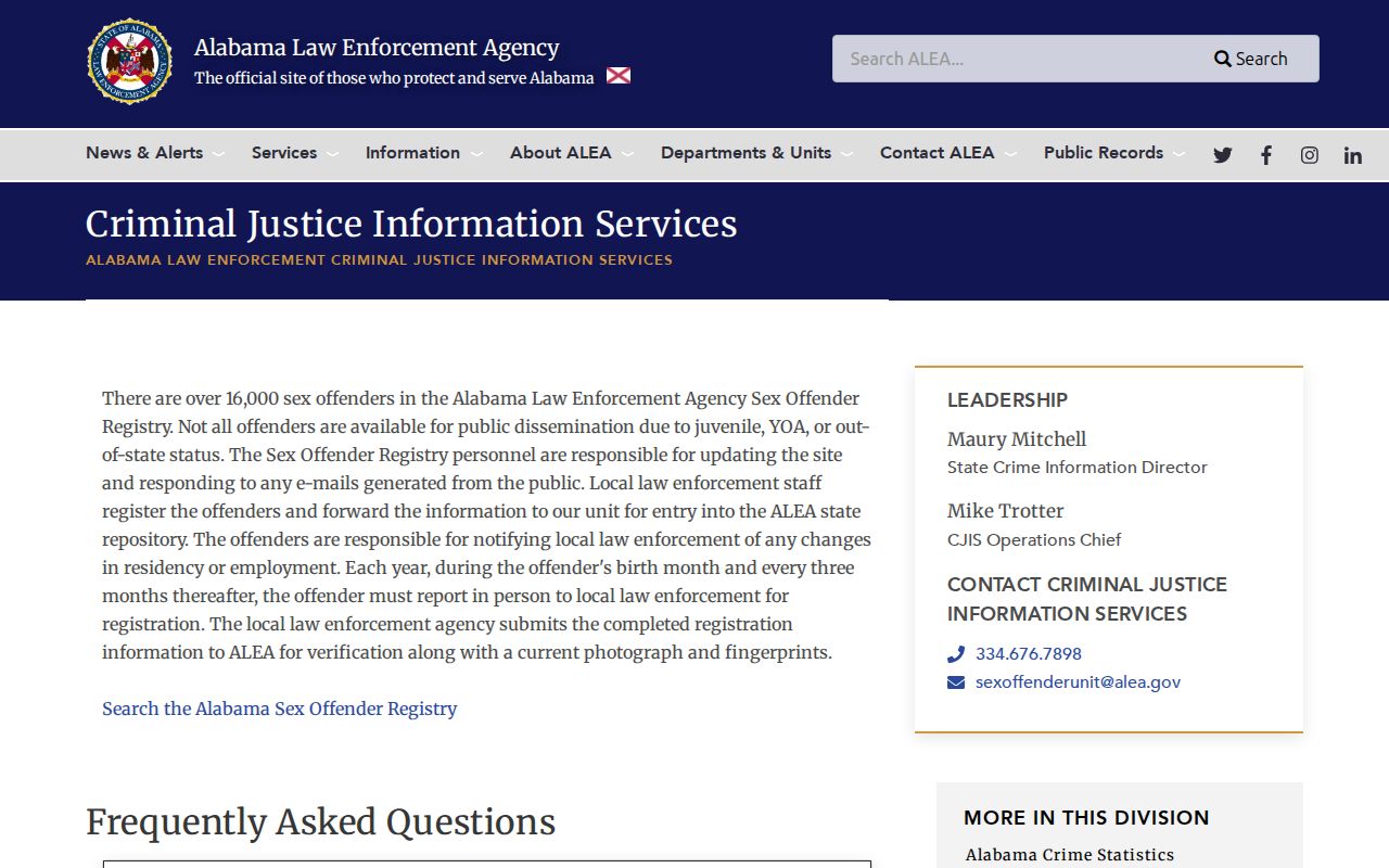 Elmore County sex offender check ALEA registry guidance